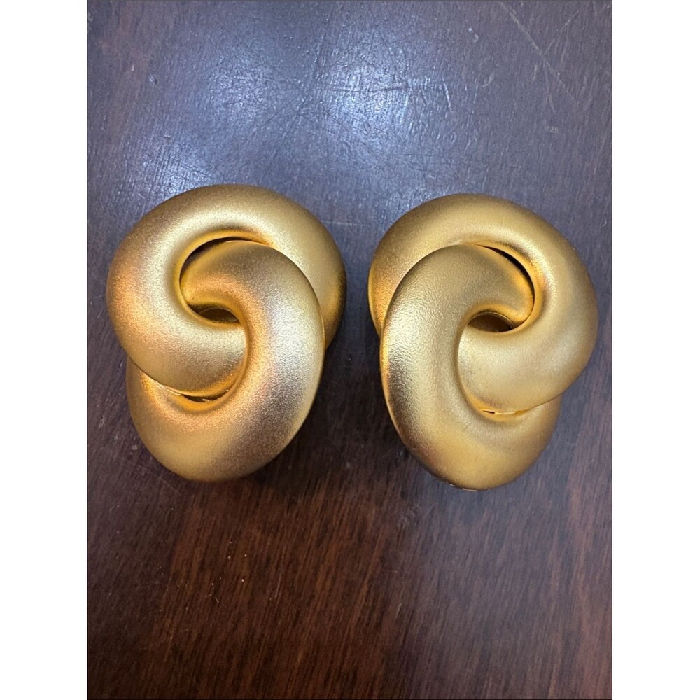 Bold Satin Swirl Gold Clip Earrings
